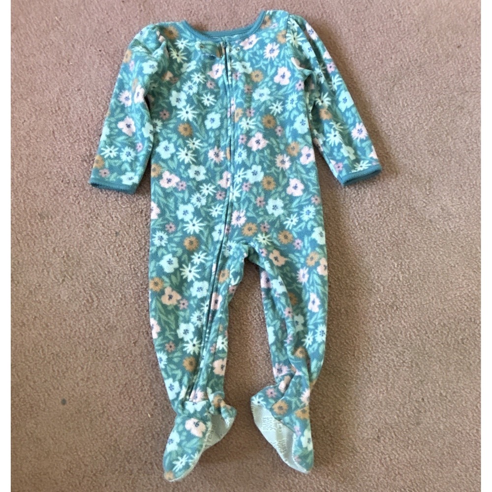 Just One You by Carter's 2T Floral Fleece Footed Zip Pajamas One Piece